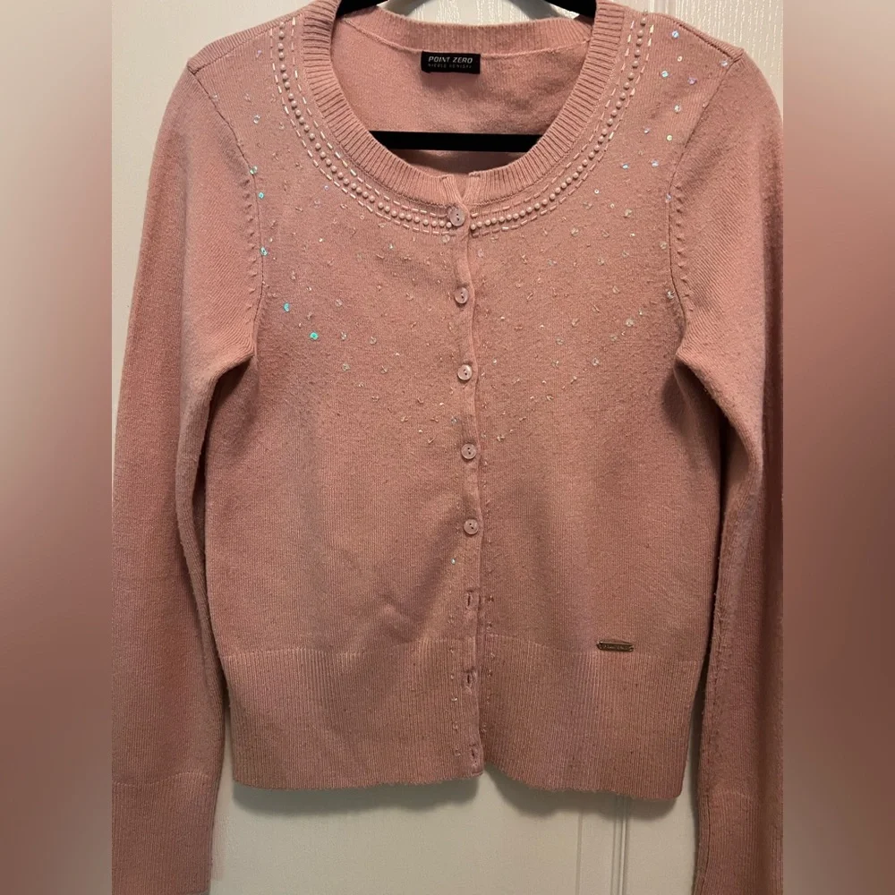 Point Zero Women's Cardigan in Soft Blush Pink with Sparkle detail 💝 - Picture 2 of 8